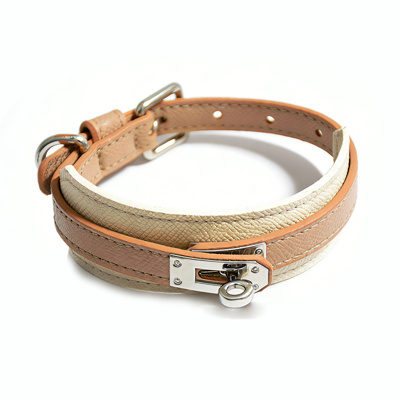 Cream Saddle-Edge Turn-Lock Walk Set with Bag Holder Collar - Tan