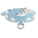 Red Cloud Bow Collar for Small Dogs, Vegan Leather - Blue