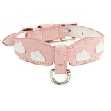 Red Cloud Bow Collar for Small Dogs, Vegan Leather - Blush