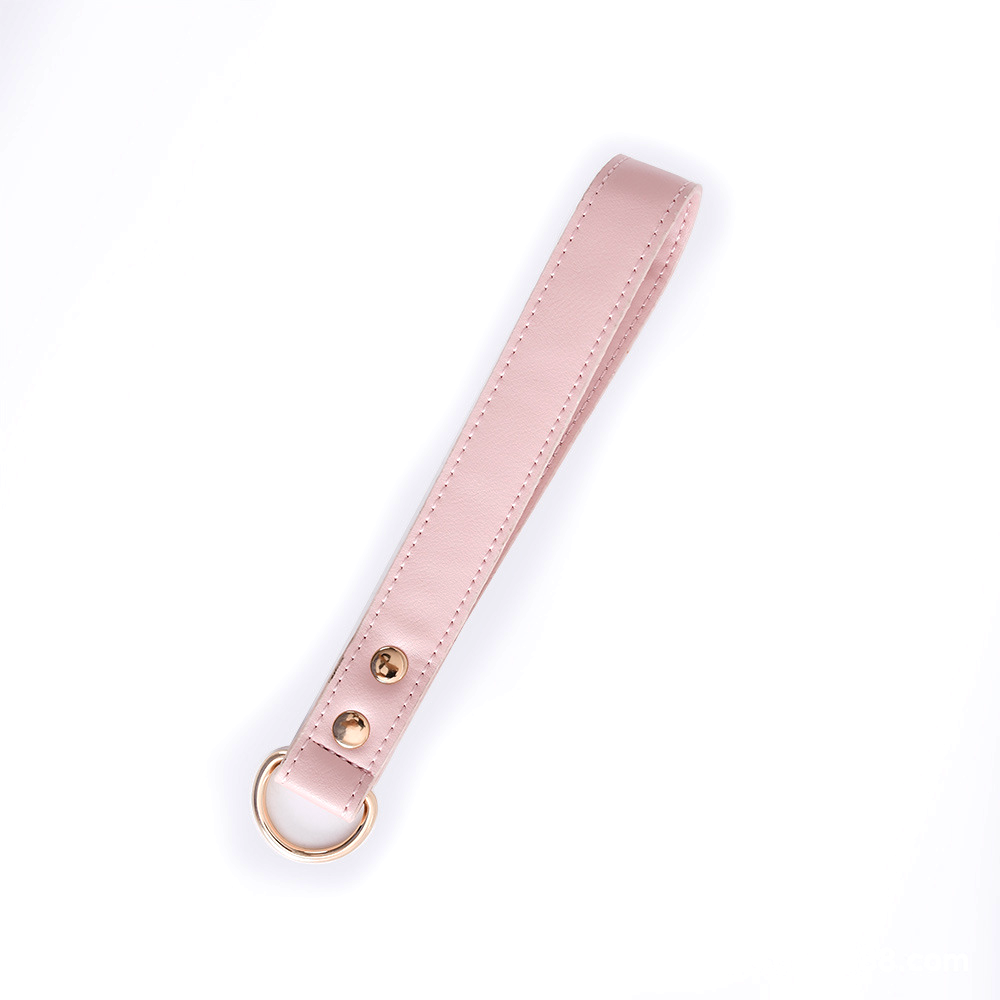 Contrast-Stitch Square Buckle Collar, Vegan Leather - Blush Leather Hand loop 2.5 cm