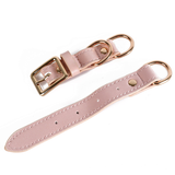 Contrast-Stitch Square Buckle Collar, Vegan Leather - Blush