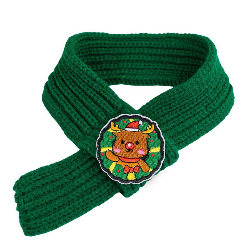 Fireside Knit Christmas Scarf for Cats and Puppies - Green Scarf Reindeer
