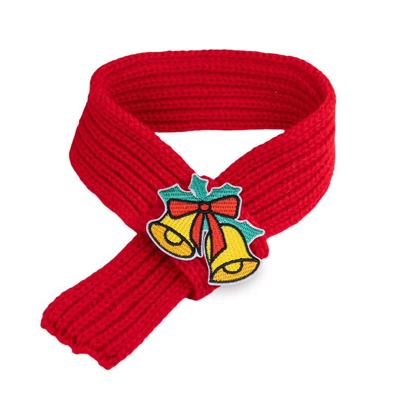 Fireside Knit Christmas Scarf for Cats and Puppies - Red Scarf Bell