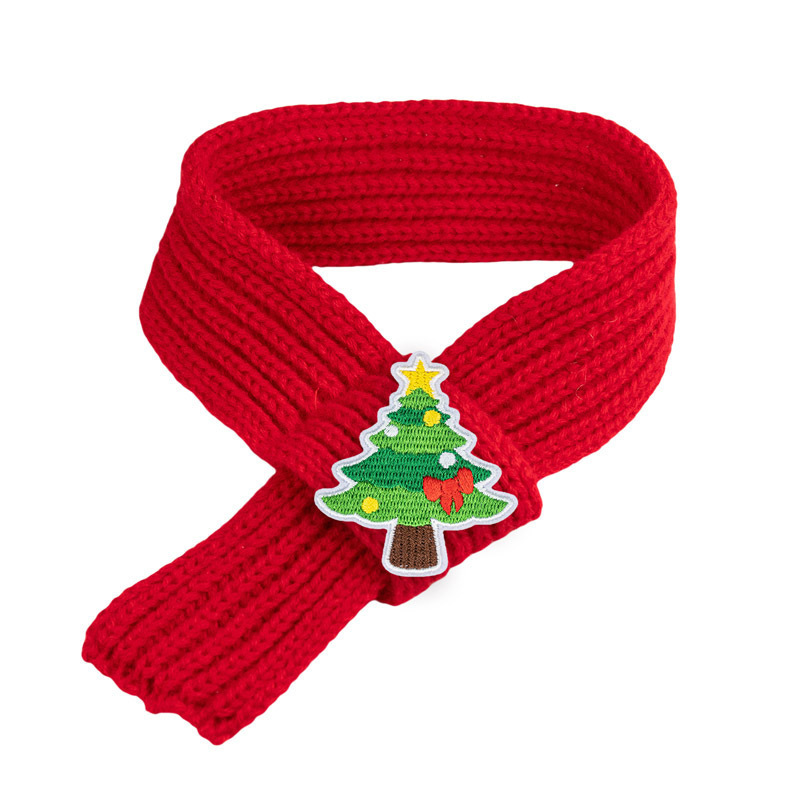 Fireside Knit Christmas Scarf for Cats and Puppies - Red Scarf Christmas tree