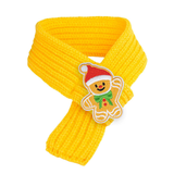Fireside Knit Christmas Scarf for Cats and Puppies - Yellow Scarf Gingerbread man