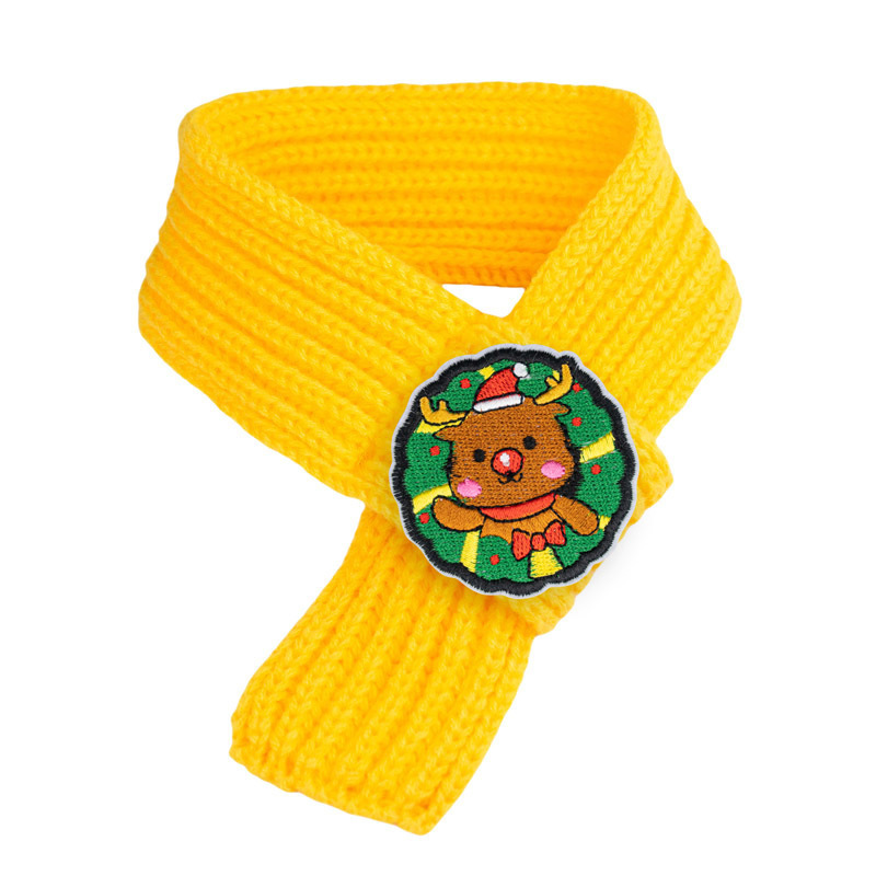 Fireside Knit Christmas Scarf for Cats and Puppies - Yellow Scarf Reindeer