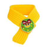 Fireside Knit Christmas Scarf for Cats and Puppies - Yellow Scarf Wreath