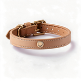 Leopard Plush Winter Collar with Detachable Wrap, Vegan Leather - All seasons Apricot