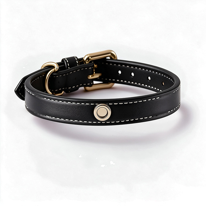 Leopard Plush Winter Collar with Detachable Wrap, Vegan Leather - All seasons Charcoal Black