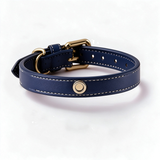 Leopard Plush Winter Collar with Detachable Wrap, Vegan Leather - All seasons Denim