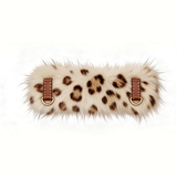 Leopard Plush Winter Collar with Detachable Wrap, Vegan Leather - Plush Leopard Tan