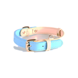 Sorbet Pastel Collar & Lead Set, Genuine Leather - Sky Blue