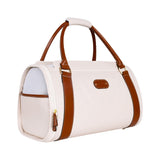 Duffel Travel Pet Carrier with Mesh Window, Vegan Leather - Tan