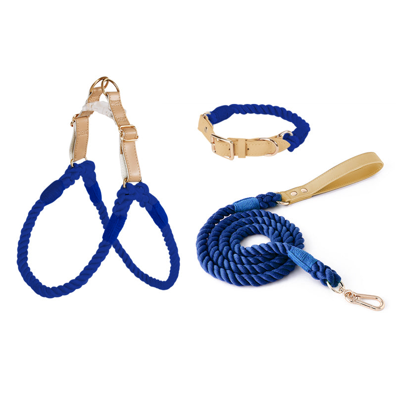 BowWow Handmade Bright Cotton Rope Collar & Leash Set