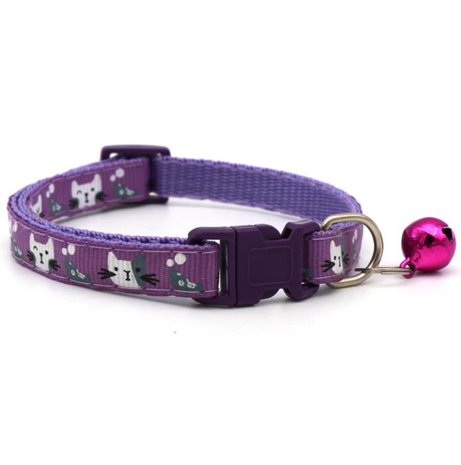 Colorful Cats Pattern Adjustable Collar with Bell