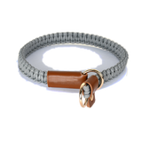 Slate Knotted Cord Collar, Tan Trim - Grey