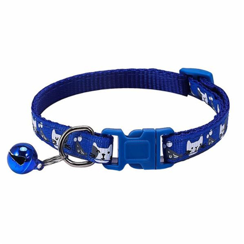 Colorful Cats Pattern Adjustable Collar with Bell