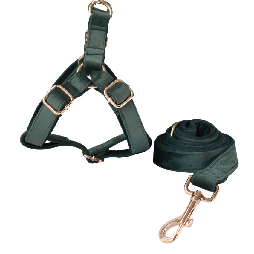 Premier Emerelad Green Flanelette Harness with Personalized Engraving