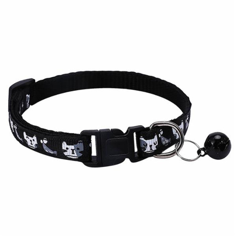 Colorful Cats Pattern Adjustable Collar with Bell