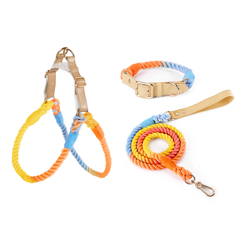 BowWow Handmade Bright Cotton Rope Collar & Leash Set