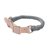 Pastel Rainbow Hand-Braided Rope Collar - Charcoal
