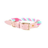 Pastel Rainbow Hand-Braided Rope Collar - Cherry Blossom