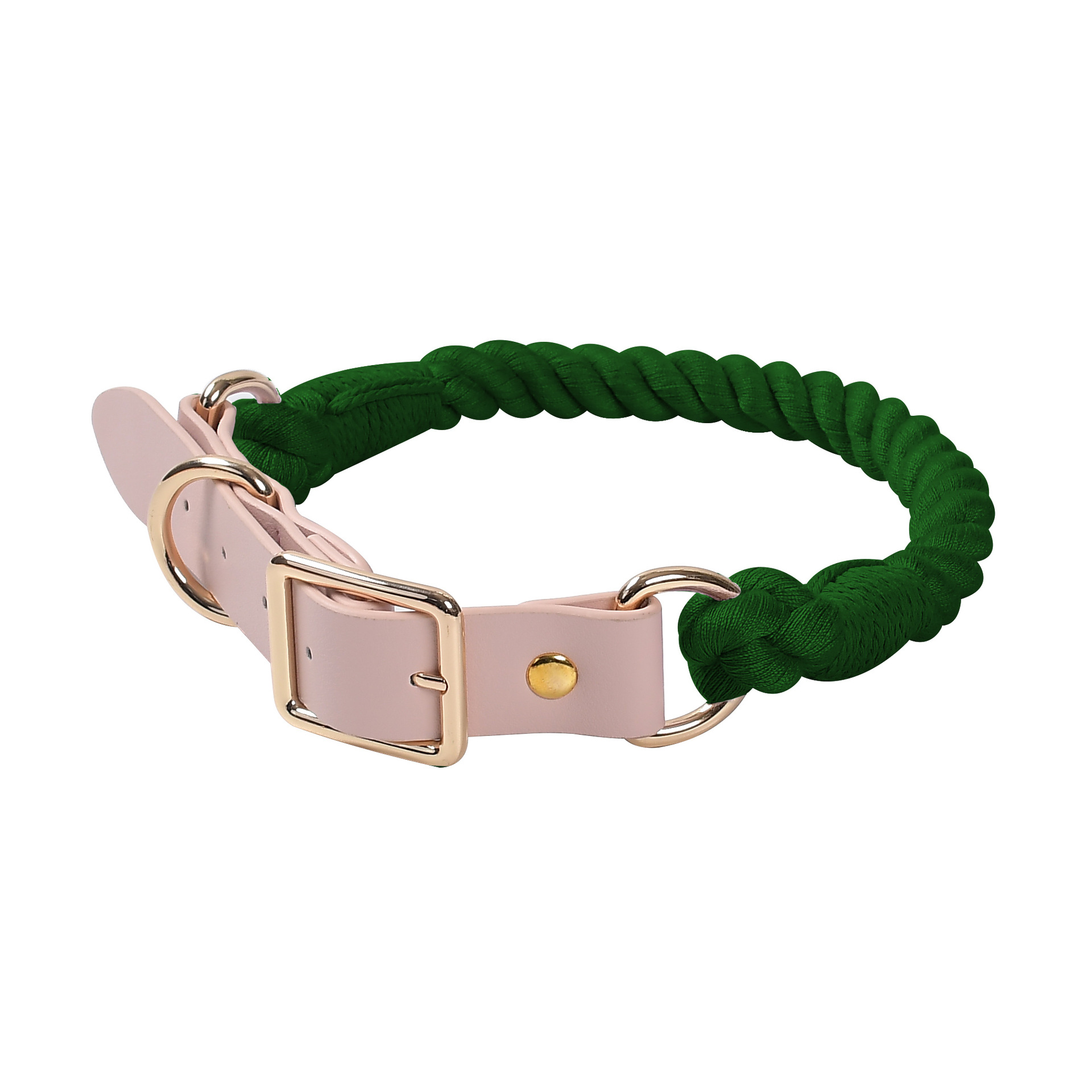 Pastel Rainbow Hand-Braided Rope Collar - Forest