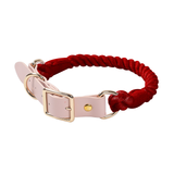 Pastel Rainbow Hand-Braided Rope Collar - Wine