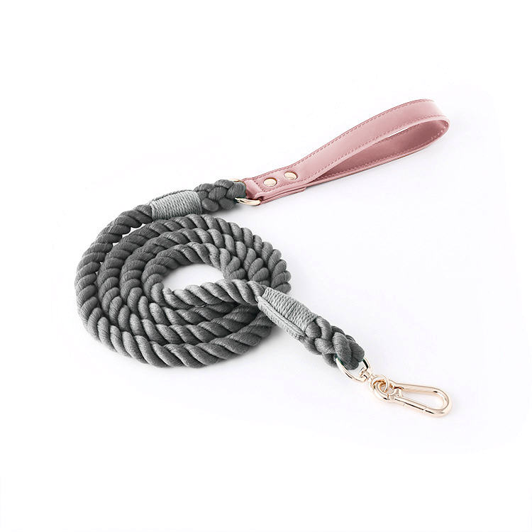 Pastel Rainbow Hand-Braided Rope Lead - Charcoal