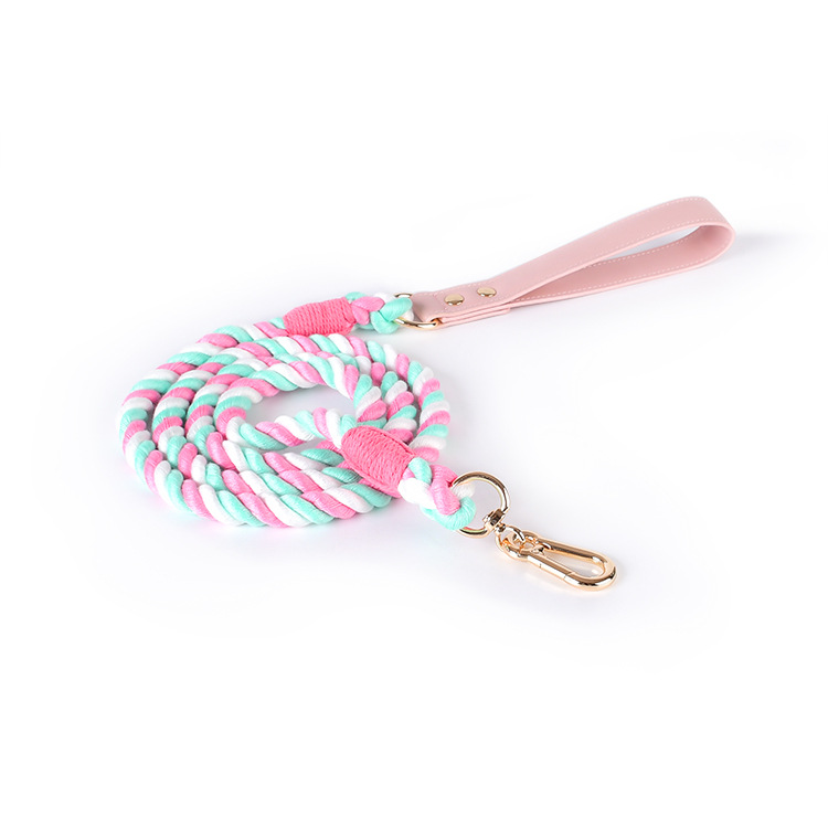 Pastel Rainbow Hand-Braided Rope Lead