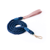 Pastel Rainbow Hand-Braided Rope Lead - Navy