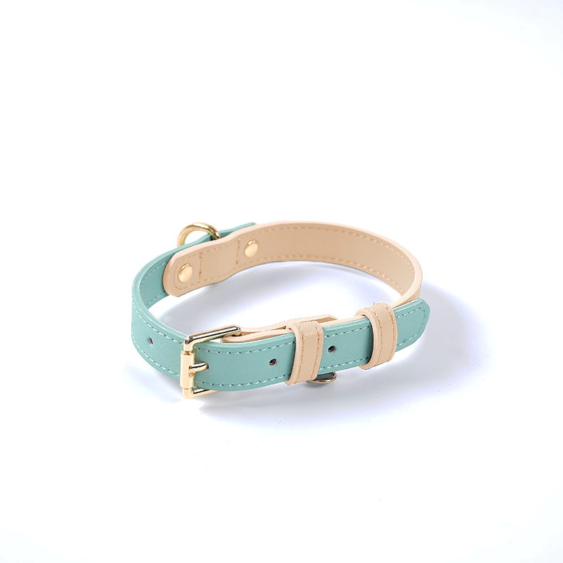 Pastel Colour-Block Collar in Genuine Leather - Mint