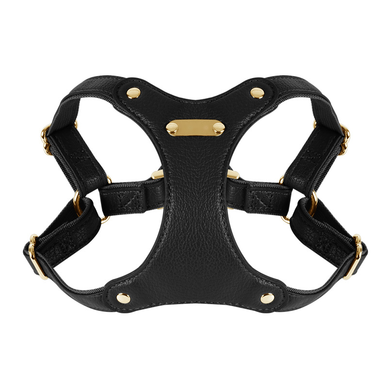 Cognac Padded Harness in Vegan Leather - Black