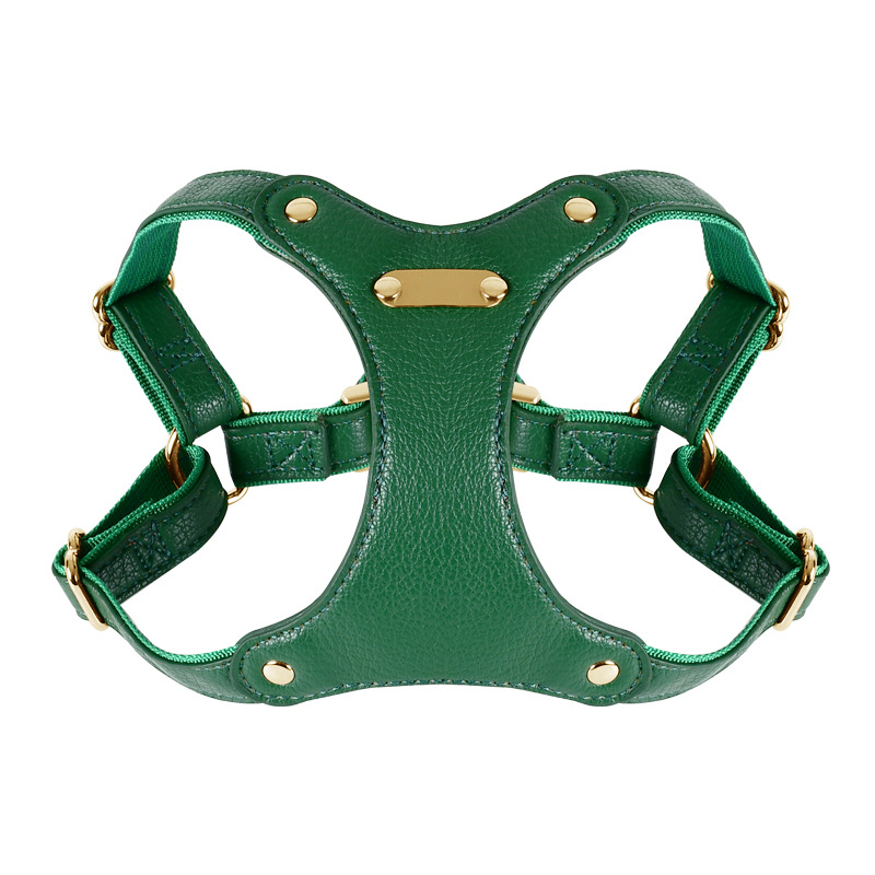 Cognac Padded Harness in Vegan Leather - Green
