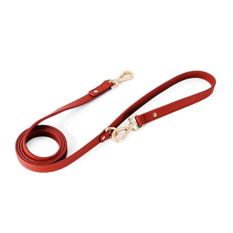 Cognac Padded Lead in Vegan Leather - Red
