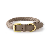 Leather Collar in Earth Tones for Medium to Large Dogs - Mist Grey