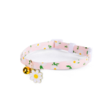 Daisy Print Collar with Bell and Flower Charm - Blush