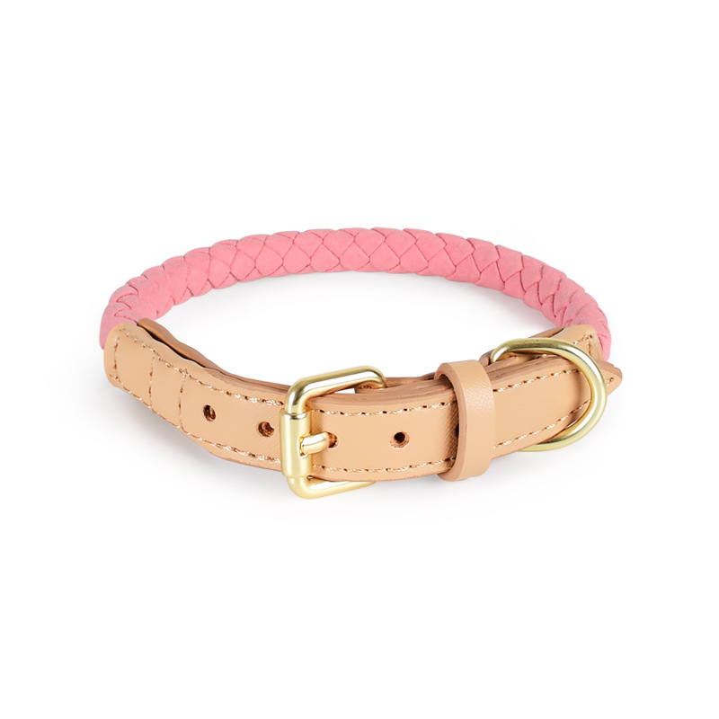 Twisted Rope Collar with Tan Trim - Blush