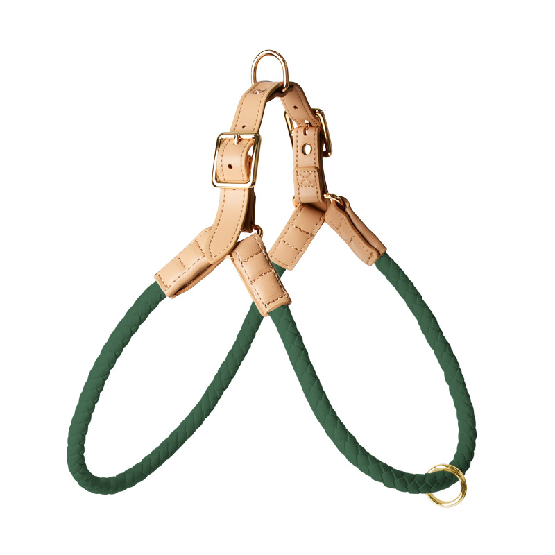 Twisted Rope Harness with Tan Trim - Forest