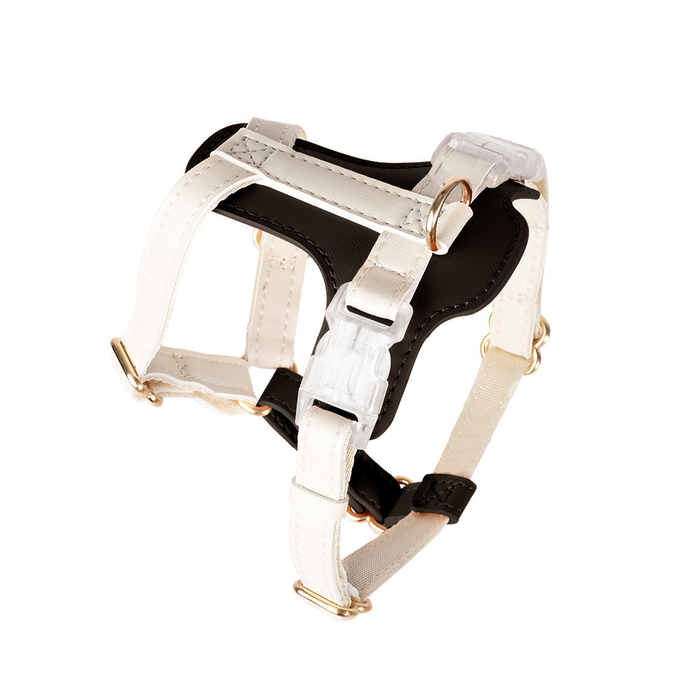 Cream & Tan Leather Cat Harness