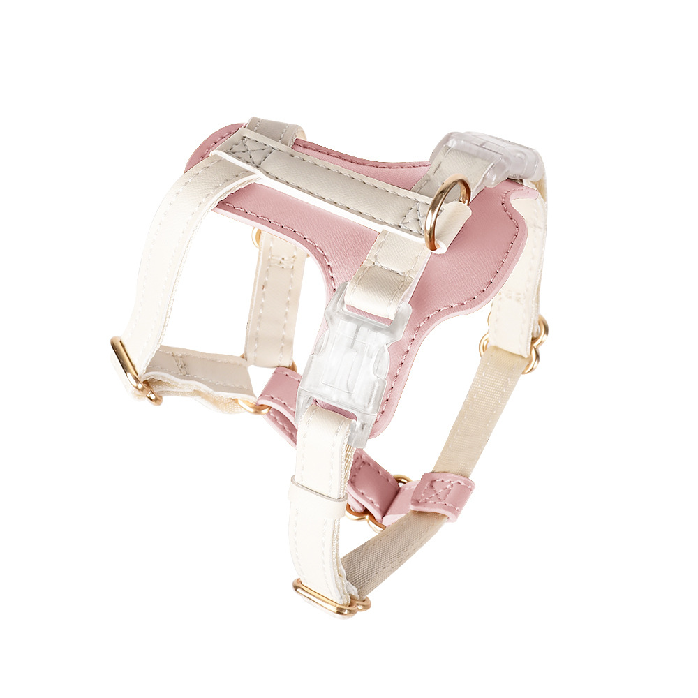 Cream & Tan Leather Cat Harness