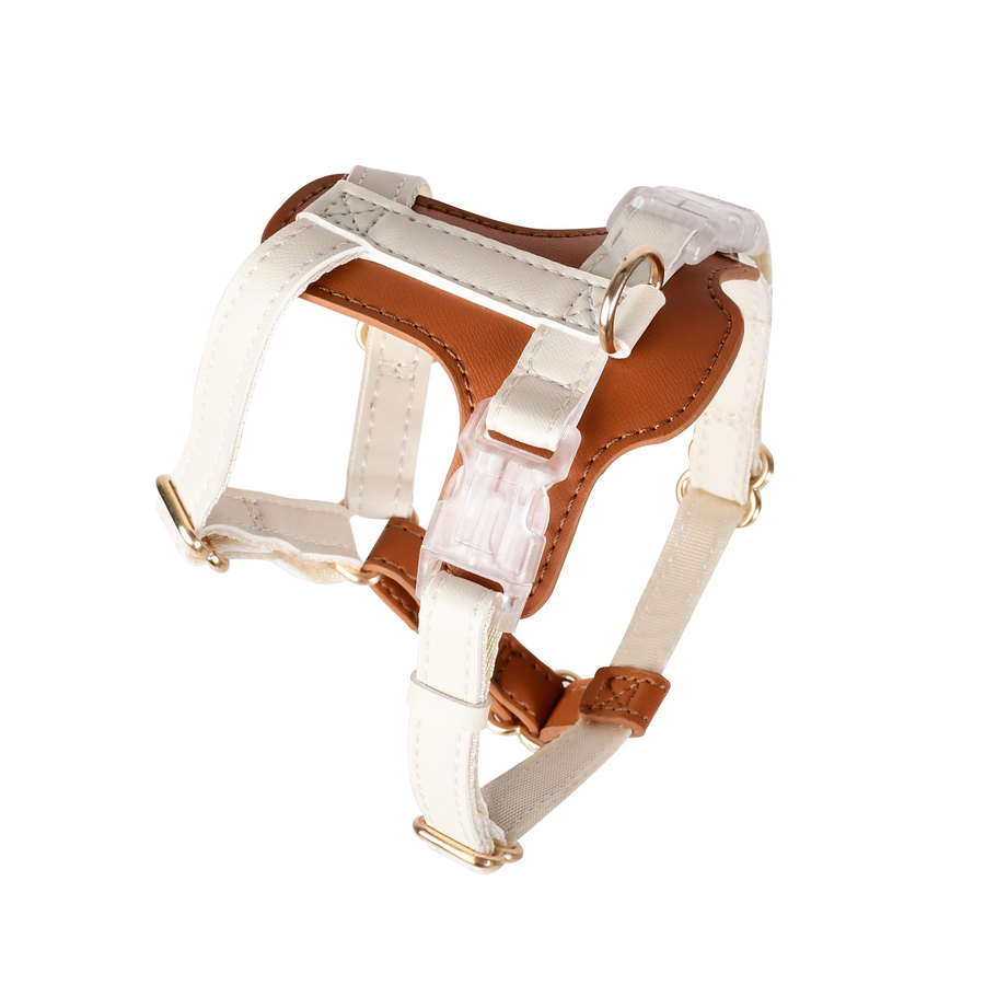 Leather Harness in Apricot for Small Dogs - Tan