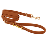 Apricot Gold-Link Leather Lead - Tan