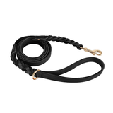 Cognac Plaited Leather Lead & Multi-Length Lead Set - Black