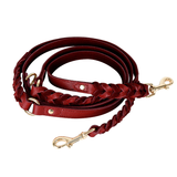 Cognac Plaited Leather Lead & Multi-Length Lead Set - Double-ended Red