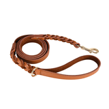 Cognac Plaited Leather Lead & Multi-Length Lead Set - Tan