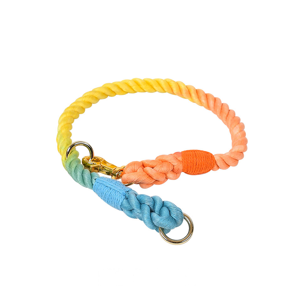 Sunset Gradient Rope Slip Collar with Snap Hook - Rainbow