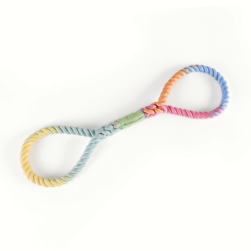 Figure-Eight Cotton Rope Tug Toy in Ombre Colours - Macaron