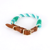 Citrus Ombre Cotton Rope Collar, Brown Trim - Fern Green