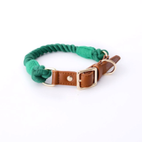 Citrus Ombre Cotton Rope Collar, Brown Trim - Forest